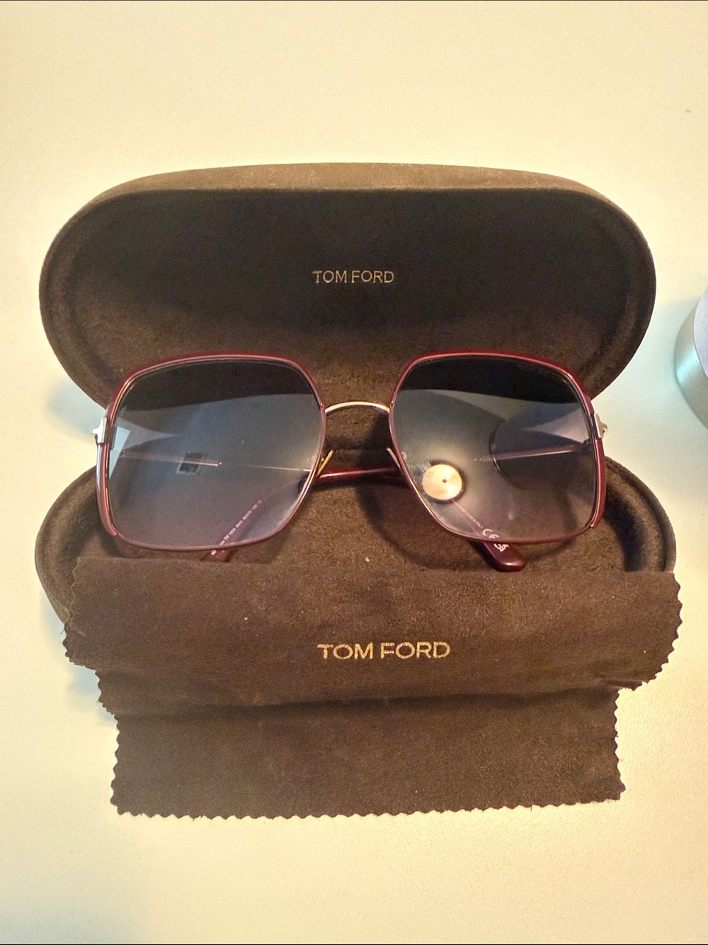 Tom Ford Burgundy Frame Gradient Lens Women's Sunglasses